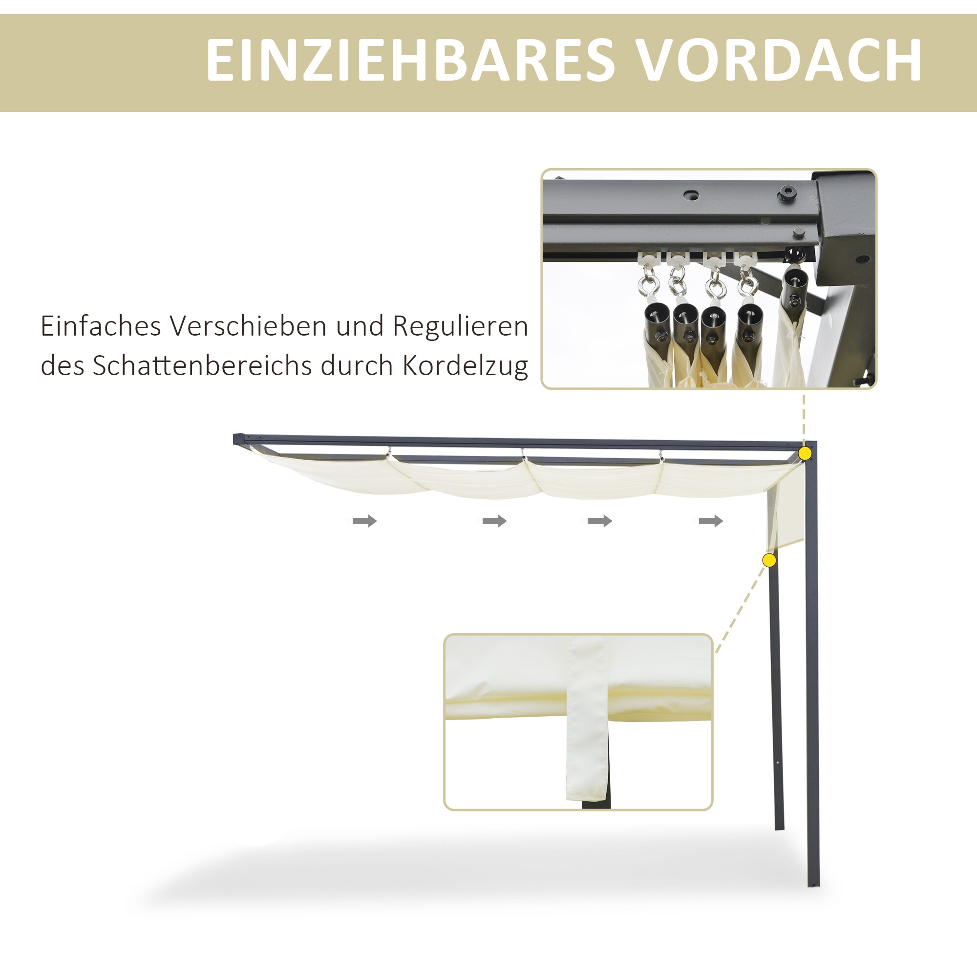 Outsunny Pergola mit Stoffdach weiß 40L x 50B x 90H cm