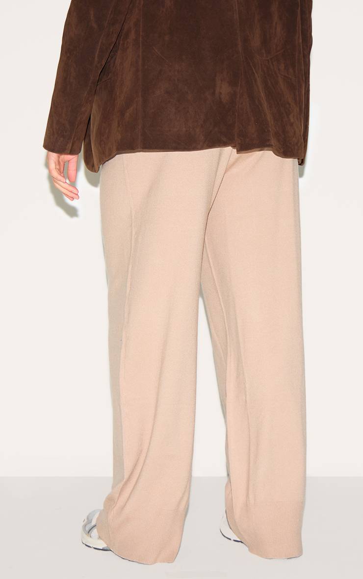 Taupe Pantalon Large En Maille Basique Plus