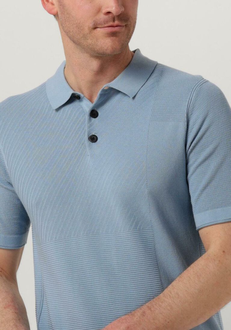 CAST IRON lichtblauwe cast iron polo short sleeve polo cotton modal