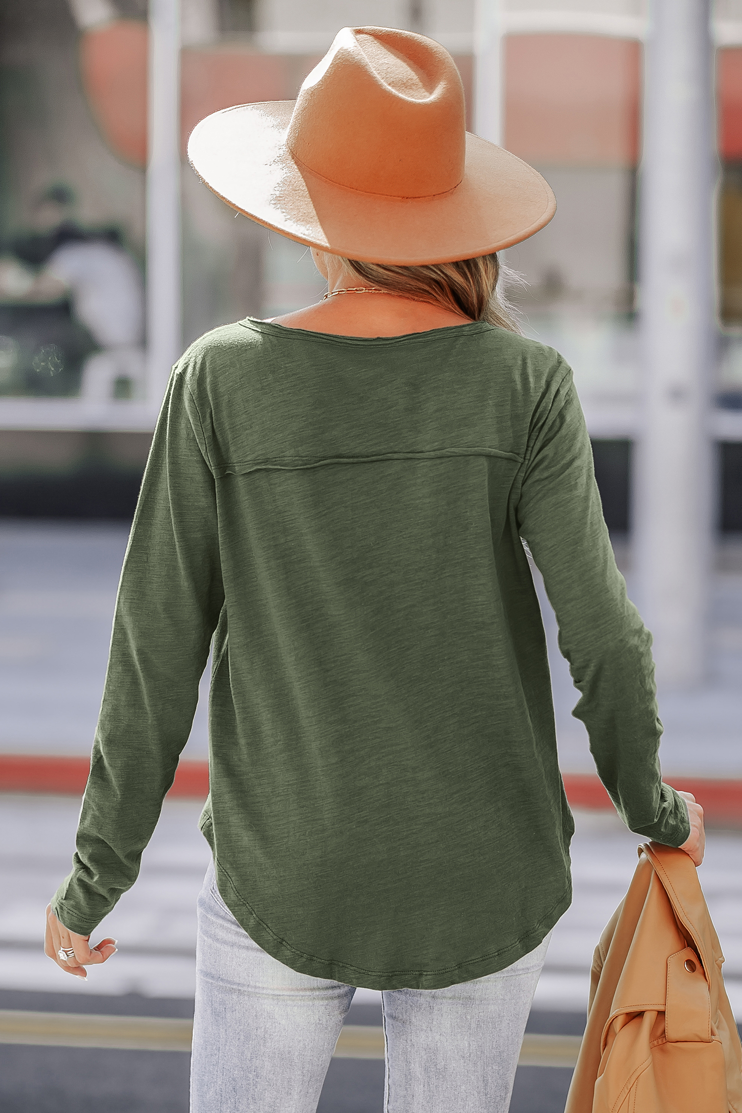 T-shirt en tricot flammé et pur coton vert