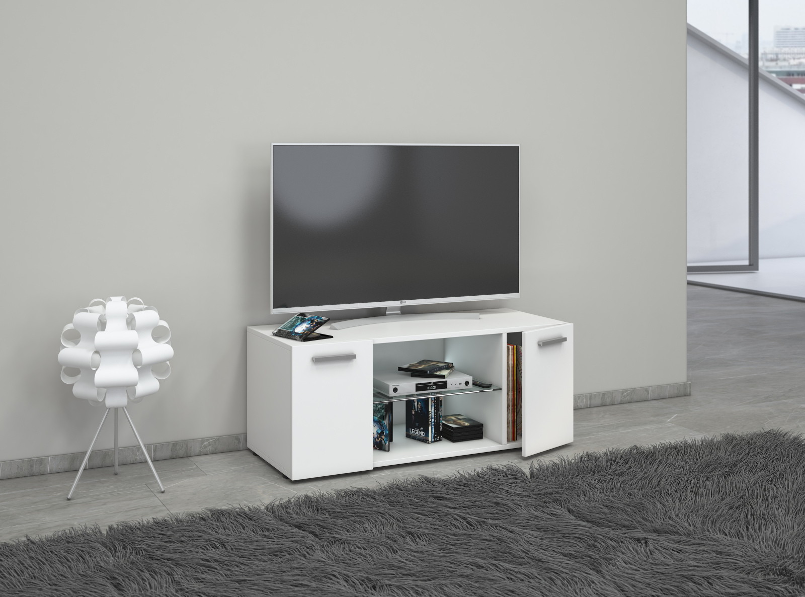 TV-Lowboard LOWINA - weiß -2 Türen - 95 cm breit