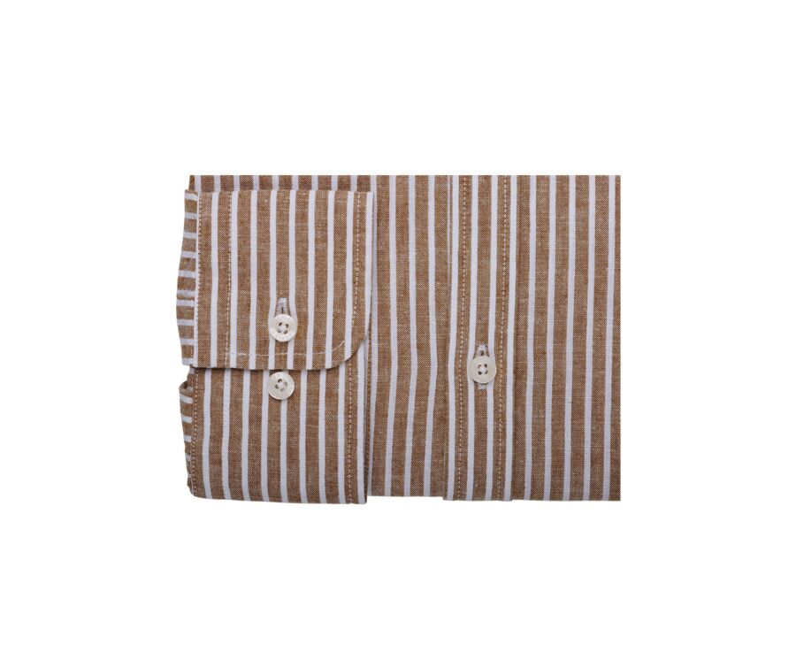 Chemise chambray à rayures fines Camel et Blanches - DALBERT