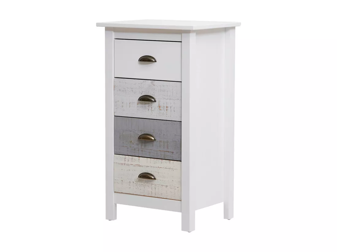 ROSALIA - Chiffonnier 4 Tiroirs Bois Aspect Vieilli