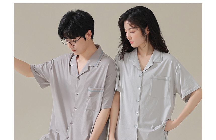 Lion Sniff - Bijpassende loungewearset voor koppels: effen top met korte mouwen + shorts