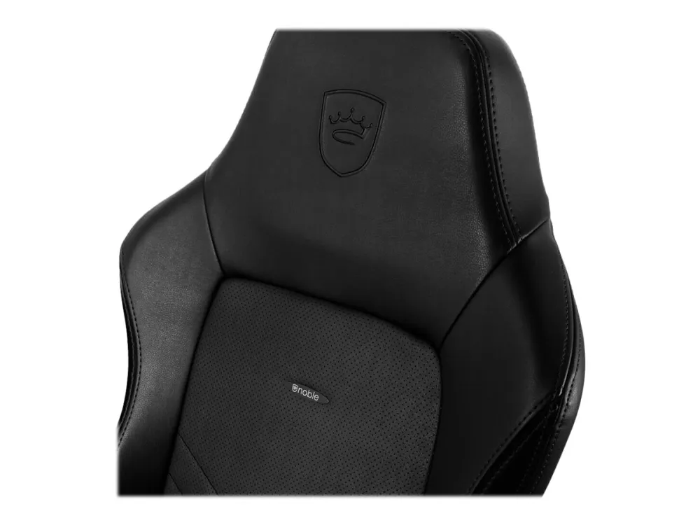 Noblechairs Hero - Stol - ergonomisk - armstøtter - T-formet - vippe - drejeled - aluminium, polyurethan, stål, memory foam, polyuretan vegan falsk læder - sort
