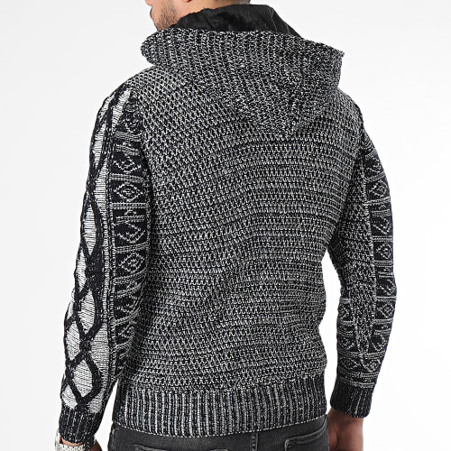 Gilet A Capuche Noir Blanc