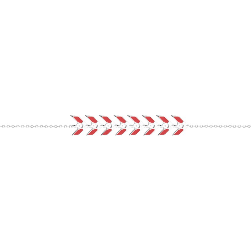 Bracelet épi en argent rhodié avec émail rouge