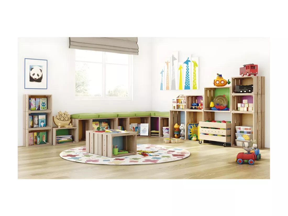 Caisse en pin massif modulable et empilable - L38,4 x H28 cm