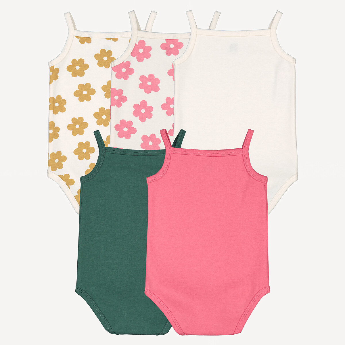 COLEÇÃO LA REDOUTE<br>Conjunto de 5 bodies com alças finas, estampa floral