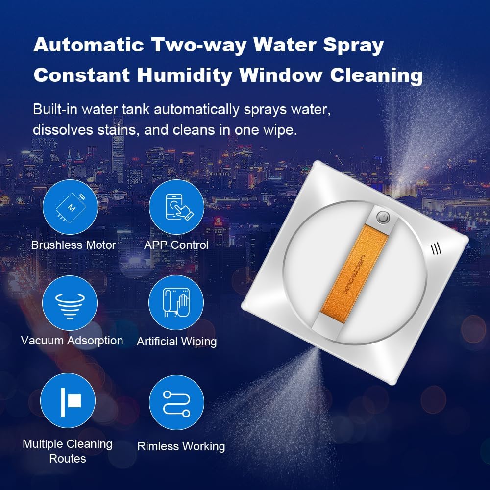 LIECTROUX Fensterwischroboter YW710, 2-Wege-Wassersprüher, bürstenloser Motor, App-Steuerung für Glas, Fenstern, Fliesen, Glasböden und schwer erreichbaren Stellen, Sicherheit und Fallschutz