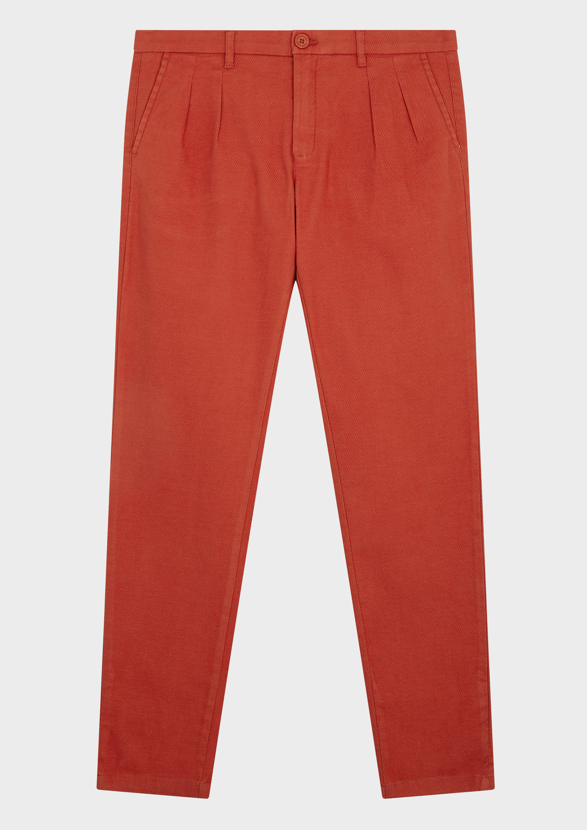 Chino slack skinny en coton mélangé uni rouge brique