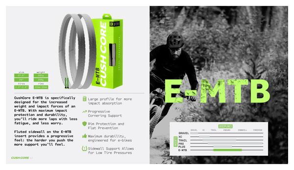 Mousse Anti-Pincement CushCore E-MTB 27.5'' (l'unité) avec Valve Tubeless