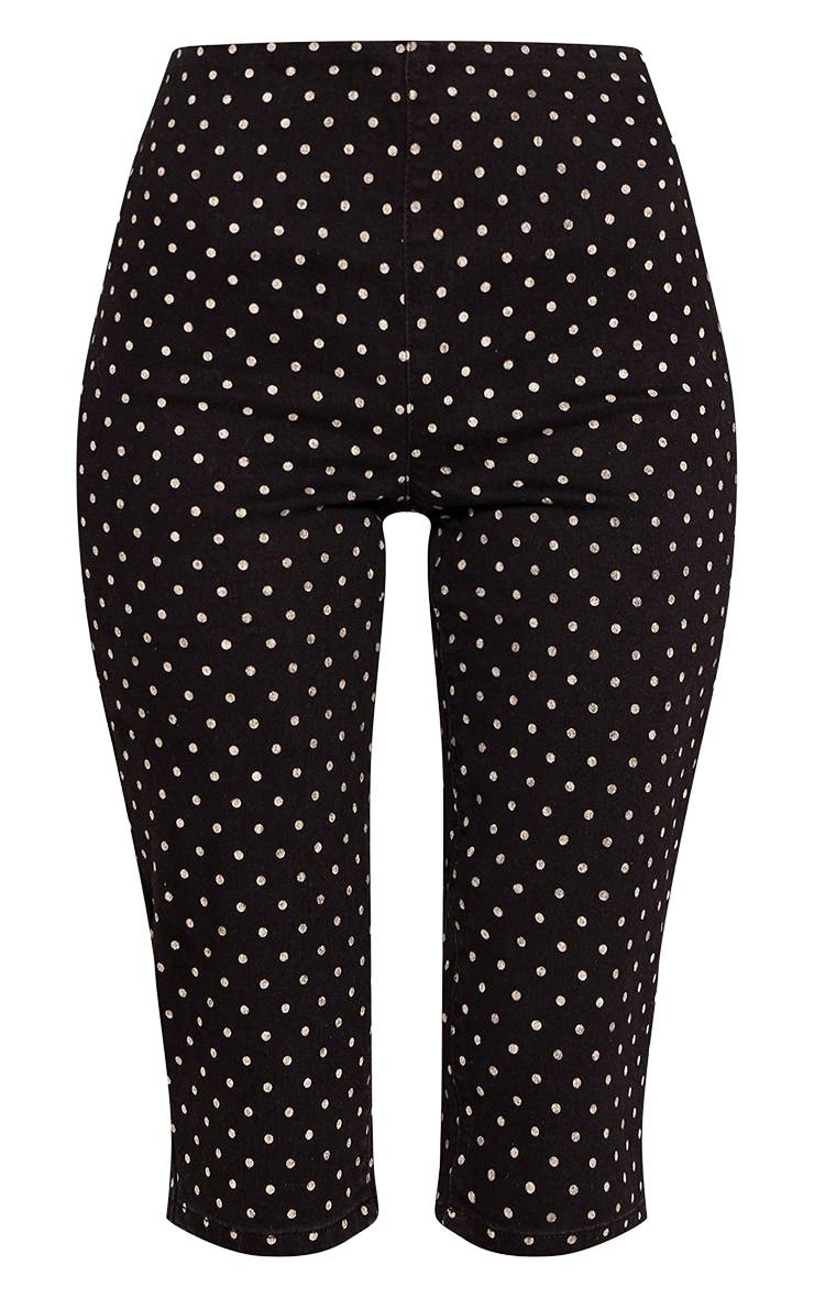 Noir Pantacourt En Denim À Pois Pour Femme Grande Taille