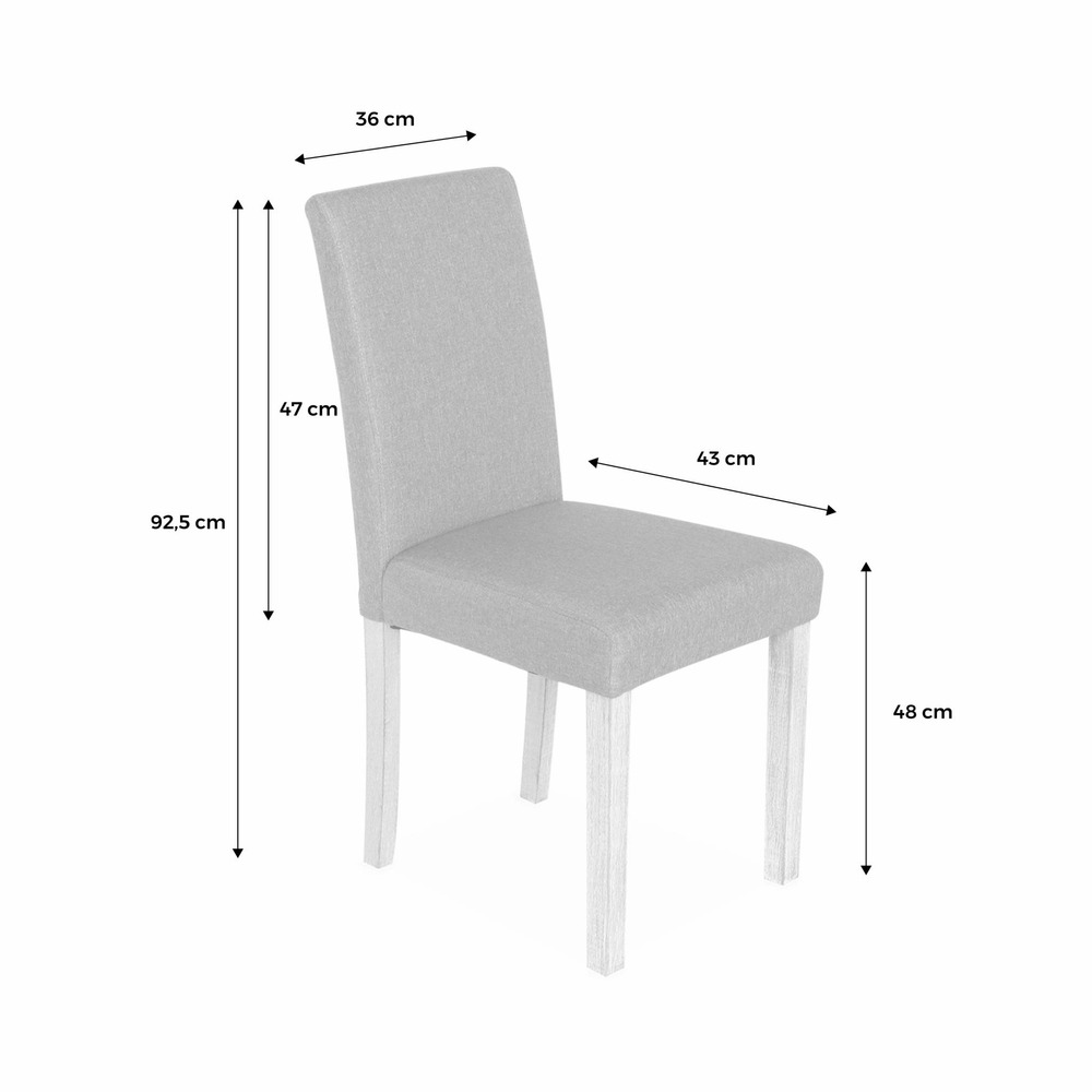 Lot de 4 chaises - rita - chaises en tissu. Pieds en bois cérusé. Beige