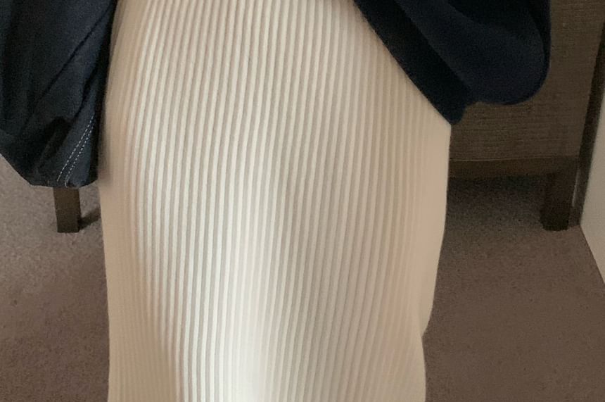 ZENME - Maxi-kokerrok met hoge taille en geribbelde breisels