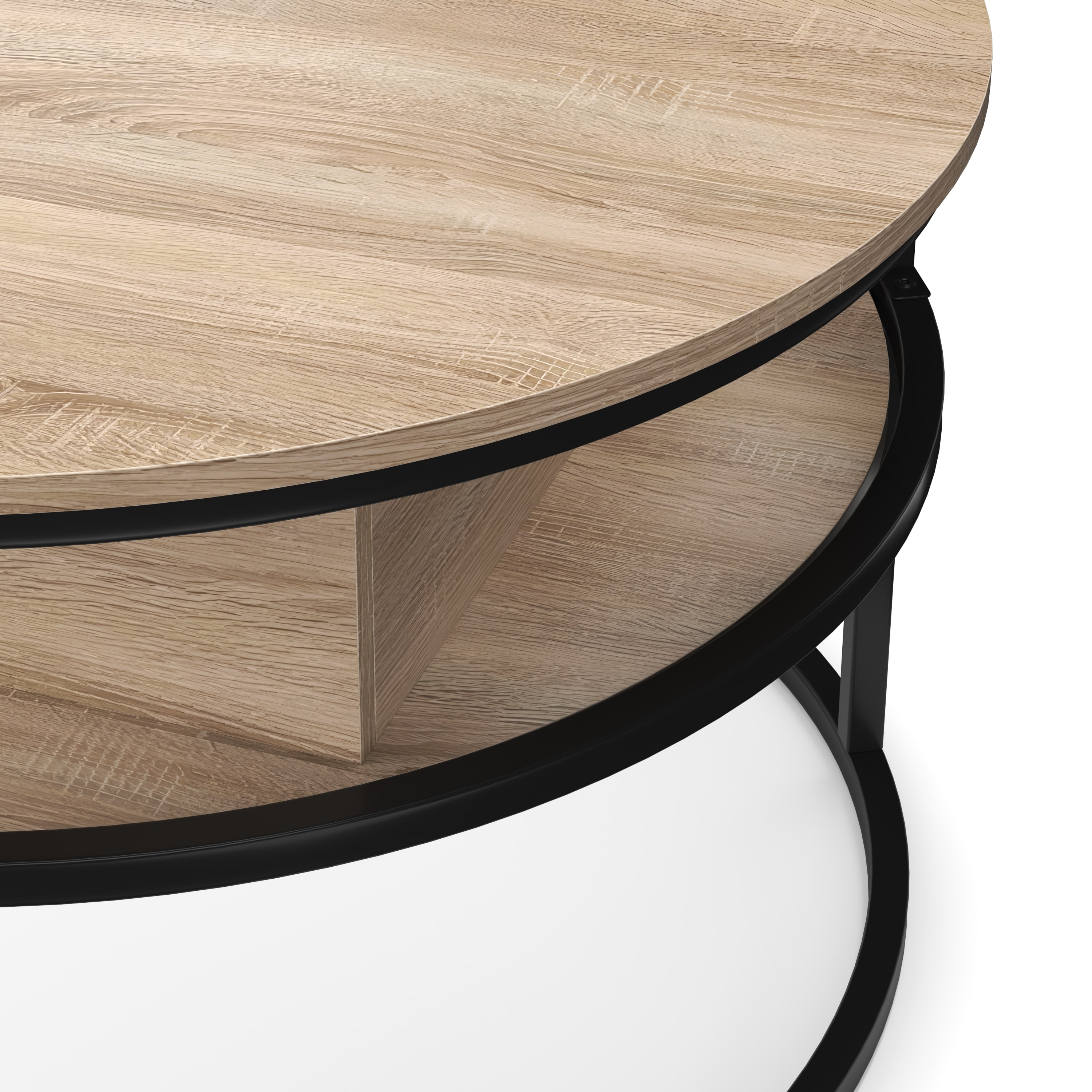 Beistelltisch FLEXORA höhenverstellbar rund 80 cm hellbraun