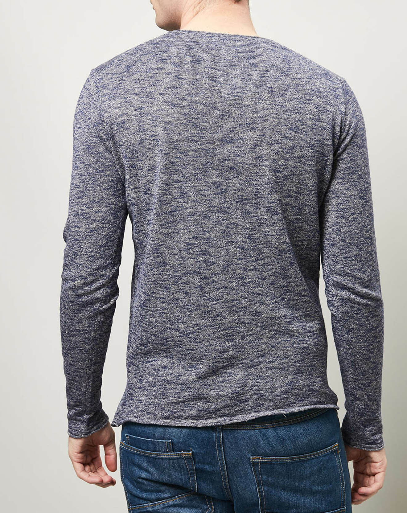 Hartford Pull en Lin & Coton Crew bleu/beige