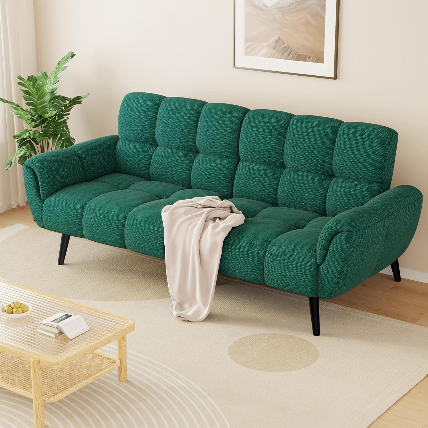 Sofa Mit Schlaffunktion, Klappsofa Sofa 3 Sitzer, Schlafsofa 155x85cm, Bequemes Geeignet Für Wohnzimmer, Büro, Lounge, Zimmer, Schlafzimmer