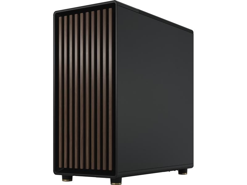 Fractal Design PC-Gehäuse North Schwarz Elegantes Gehäuse mit offener Front aus echtem Walnussholz