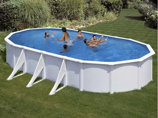 Piscine acier blanc Fidji ovale 7,44 x 3,99 x 1,22 m - Gré