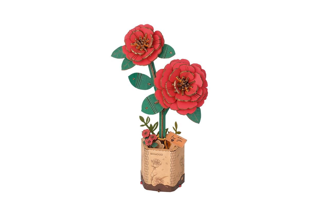 Bausatz Red Camellia 113-teilig3D-Puzzle aus lasergeschnittenen Holzteilen