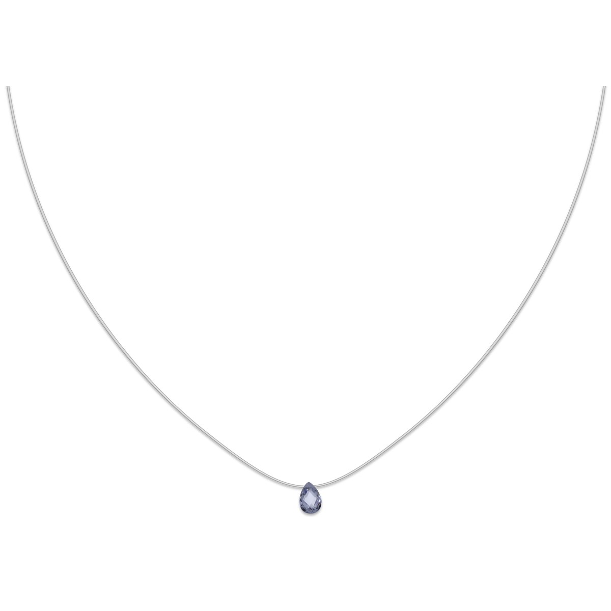 Collier fil de pêche avec fermoir argent et cubic zirconia 40cm