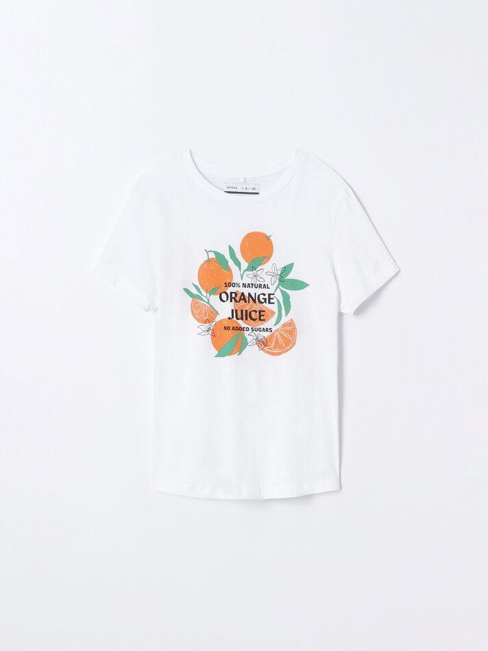 Pacote com 2 camisetas estampadas - Brancas/Laranja