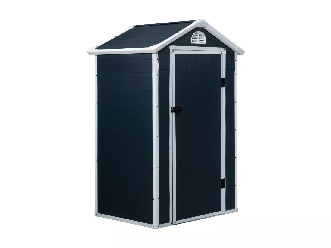 Abri de jardin - cabanon porte verrouillable, fenêtre - dim. 1,34L x 1,04l x 2,04H m - résine PP ondulée anthracite