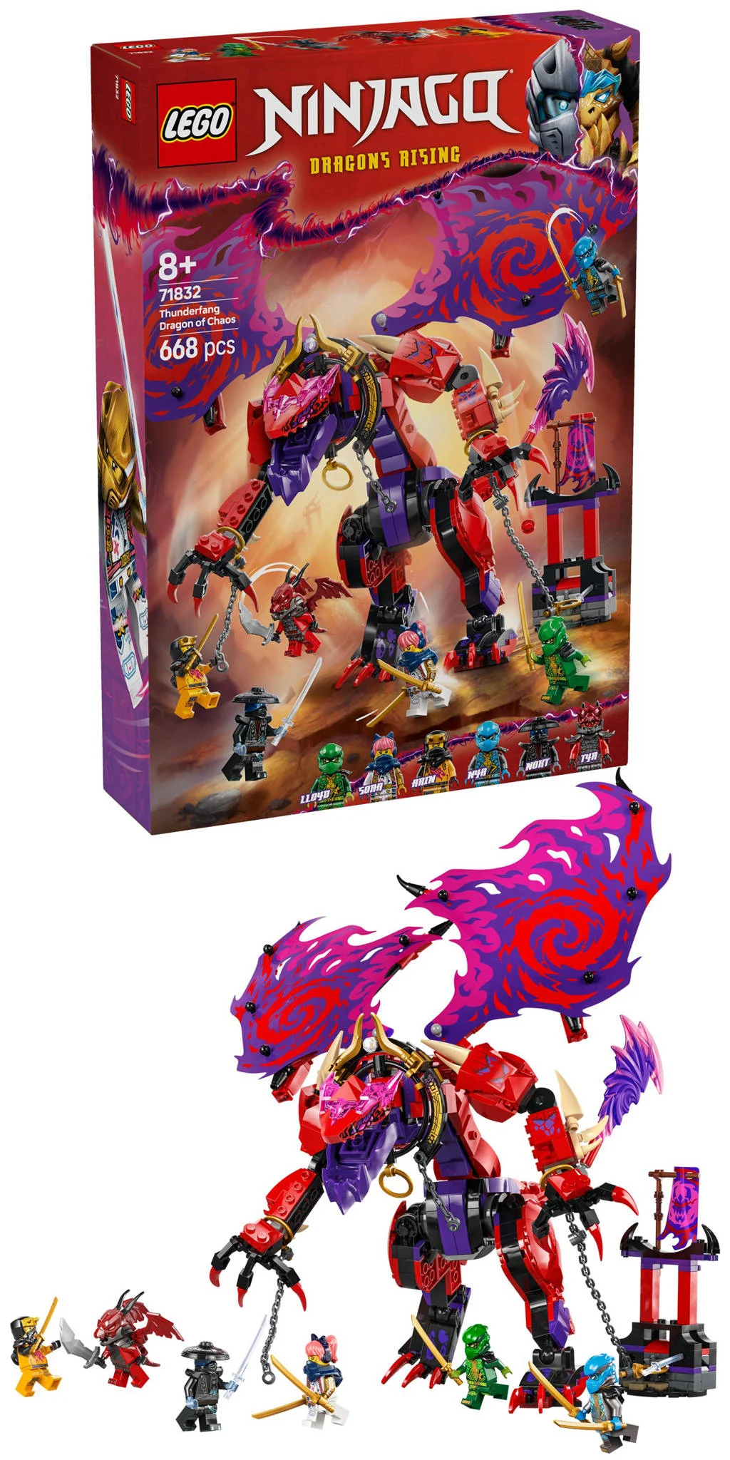 Mooie LEGO set voor leuke speelervaringBliksemtand Draak van Chaos ninjaset 71832