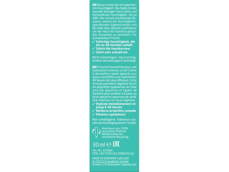 WELEDA Gesichtsgel 48 h Hydration Creme-Gel 30 ml Natürliche Gesichtspflege sorgt für sofortige, langanhaltende Feuchtigkeit