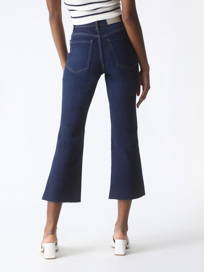 Calça jeans mini flare - Azul marinho