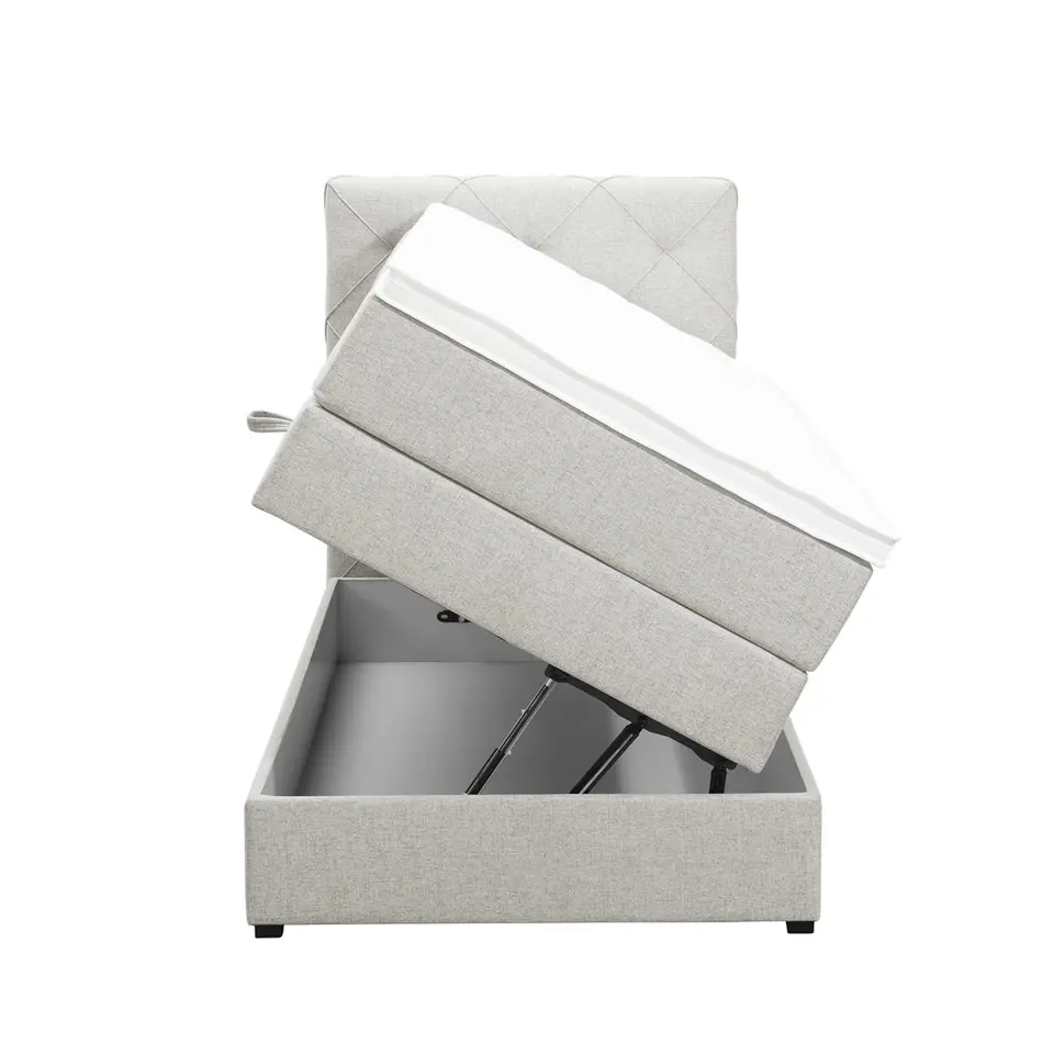 Boxspring met opbergruimte Liv geruit - ecru - 90x200 cm