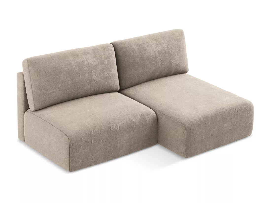 Canapé d’angle 3 places droit sans accoudoir convertible en Chenille - beige foncé - KONA