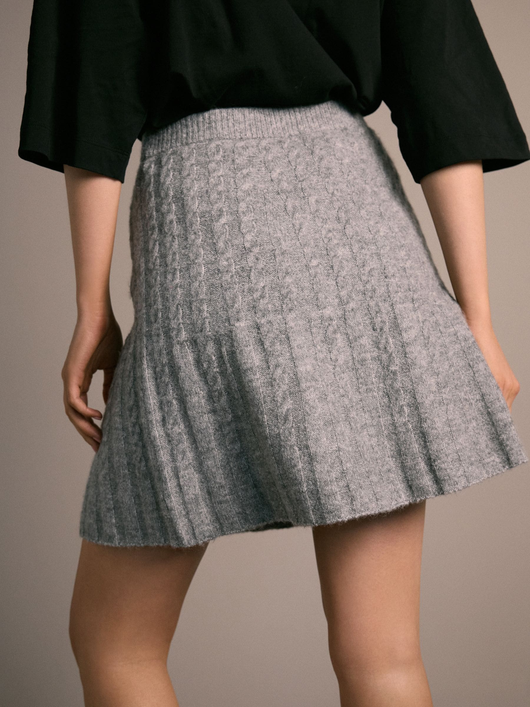 Grijs - Cable Knit Mini Skirt