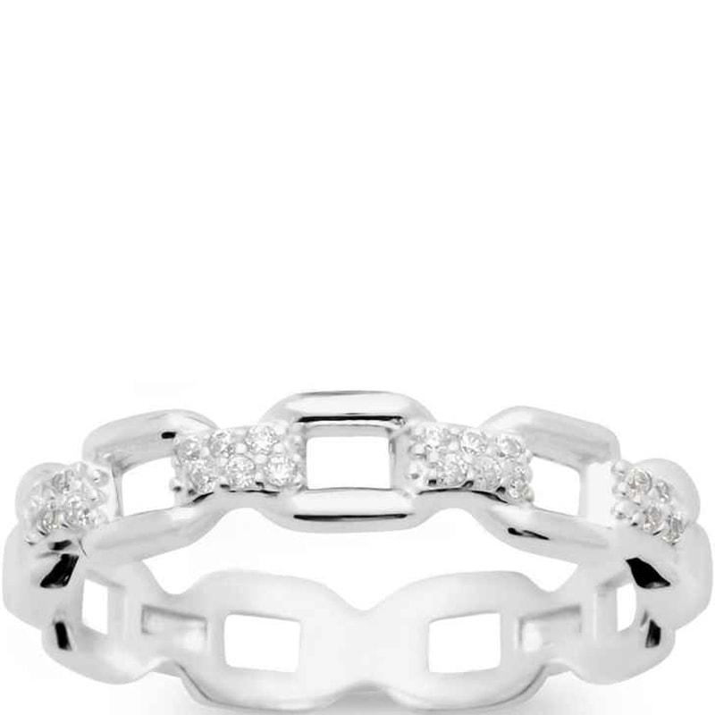 Bague - Argent 925/ 1000 rhodié & oxyde de zirconium