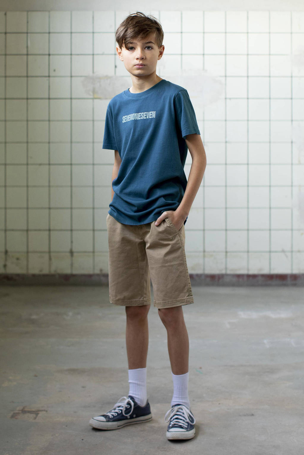 SEVENONESEVEN T-shirt met printopdruk donkerblauw