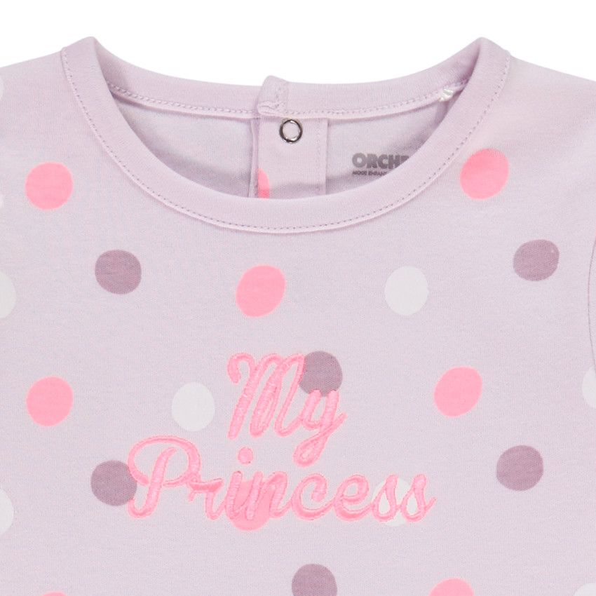 Dors-bien en coton imprimé pois pour bébé fille - Lilas