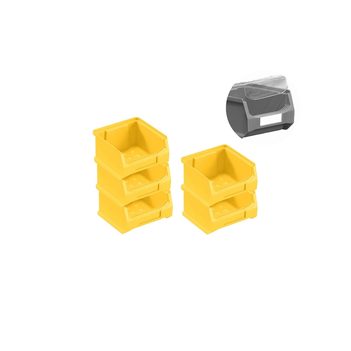 PROREGAL Value Pack 5 x Gele Opbergdoos 1.0 Met Deksel HxBxD 6 x 10 x 10 cm 0,4 Liter Opbergdoos