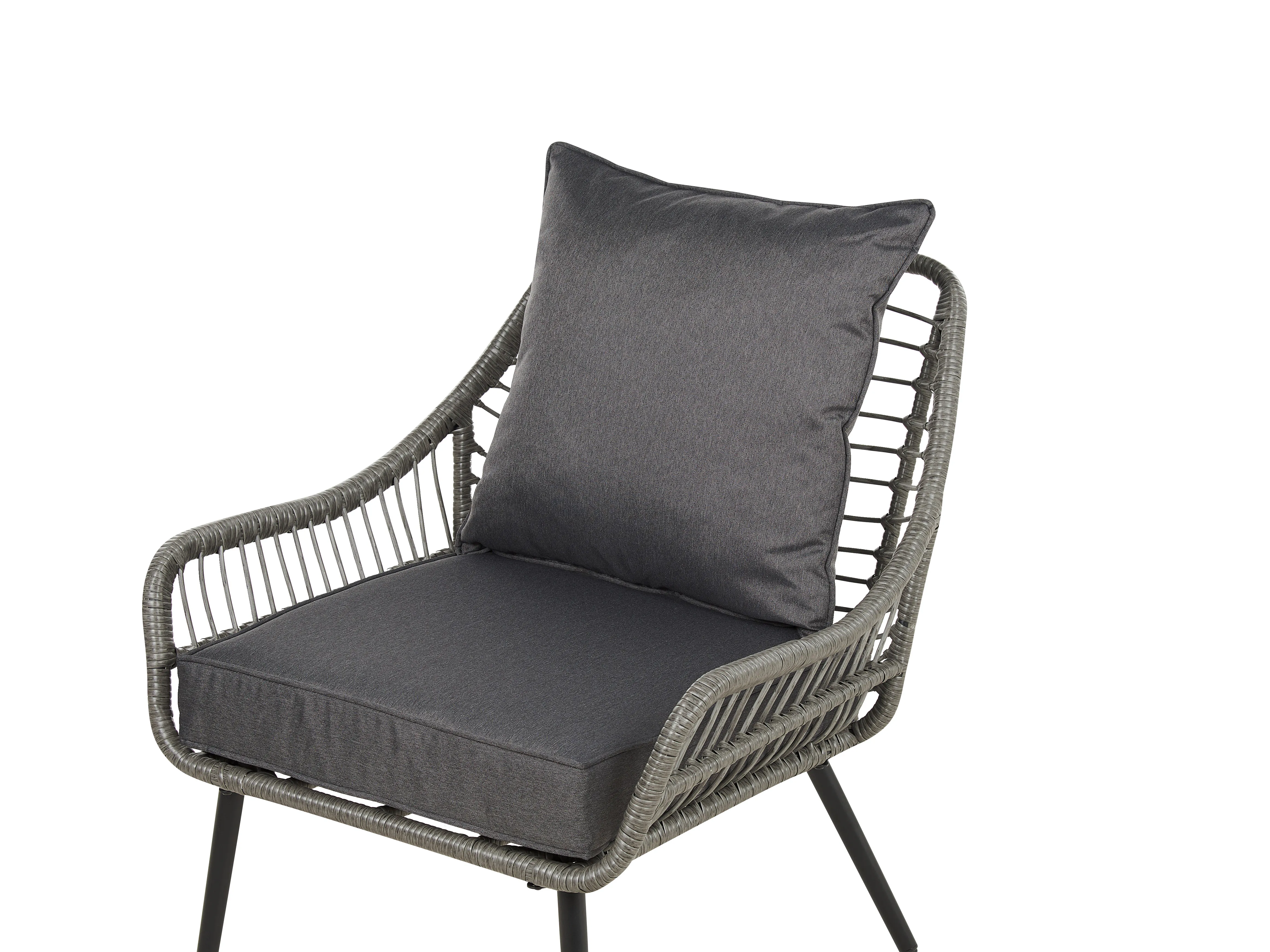 Bistroset met kussens LAURETO PE rotan Grijs