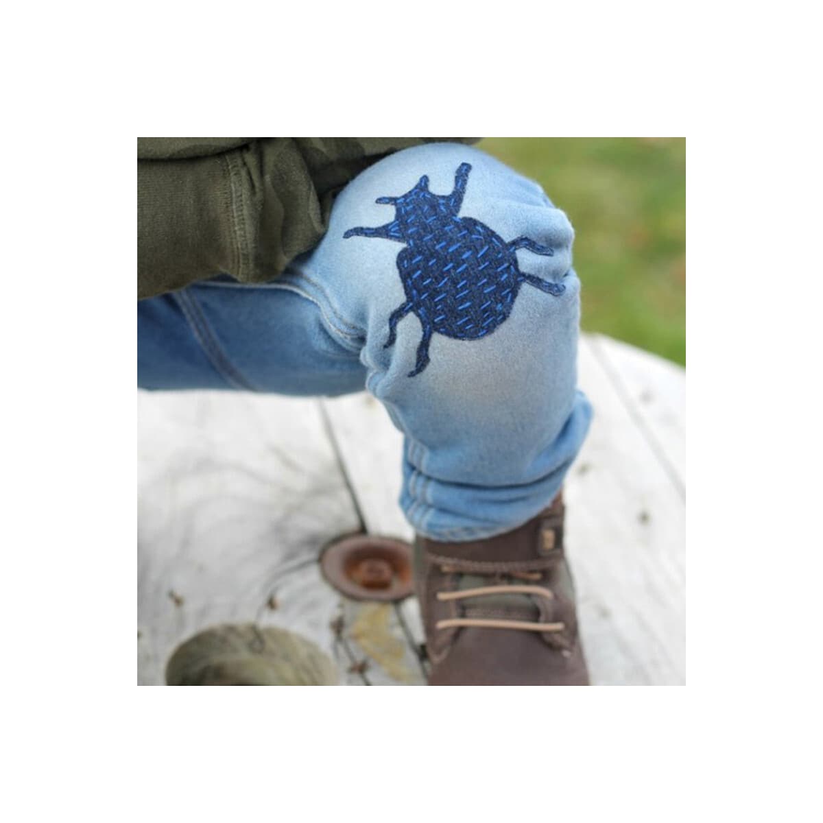 Firkantede påstrykningslapper for jeans 5-pack Denim blå 5x7.5 cm