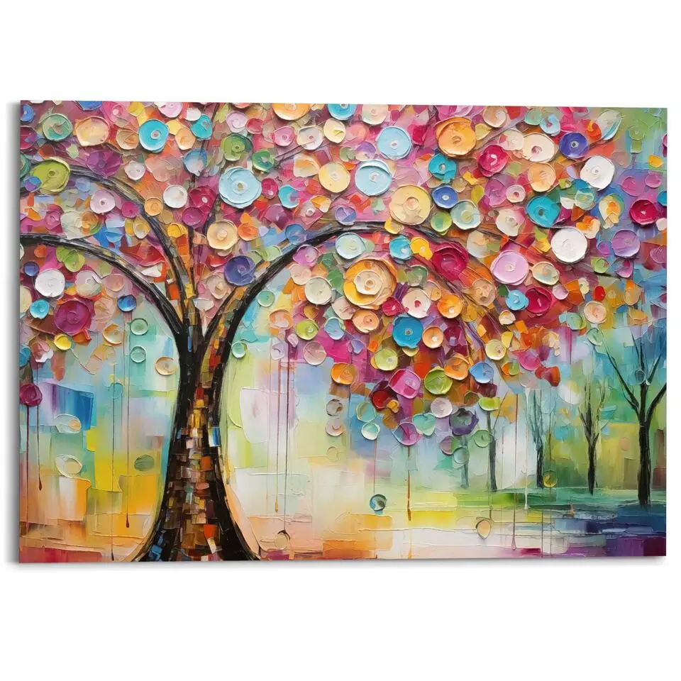 Schilderij Life Tree - colourful - 100x140cm - Bont