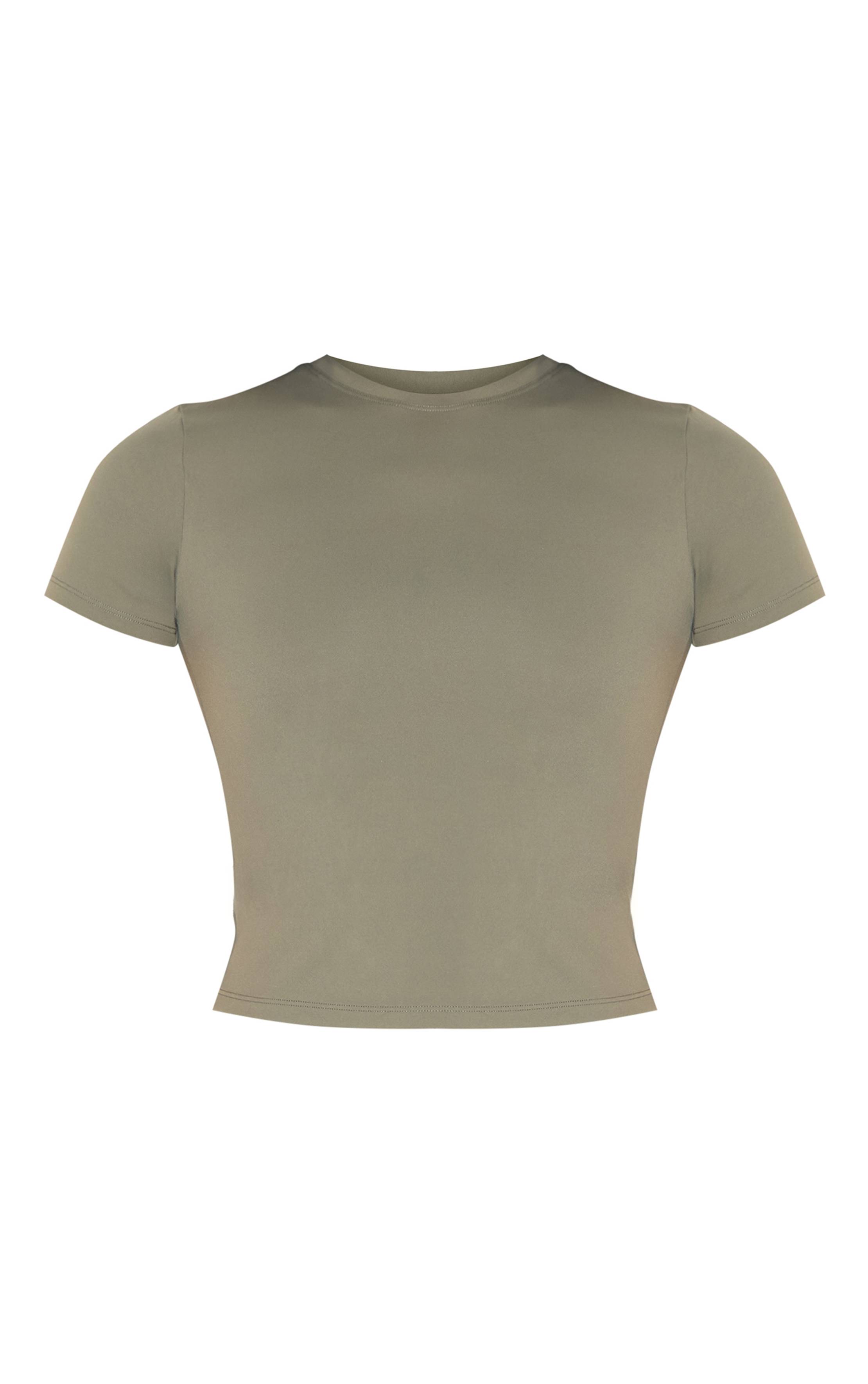 Vert Olive Haut De Sport Moulant Longue Coupe À Manches Courtes Ultimate Sculpt