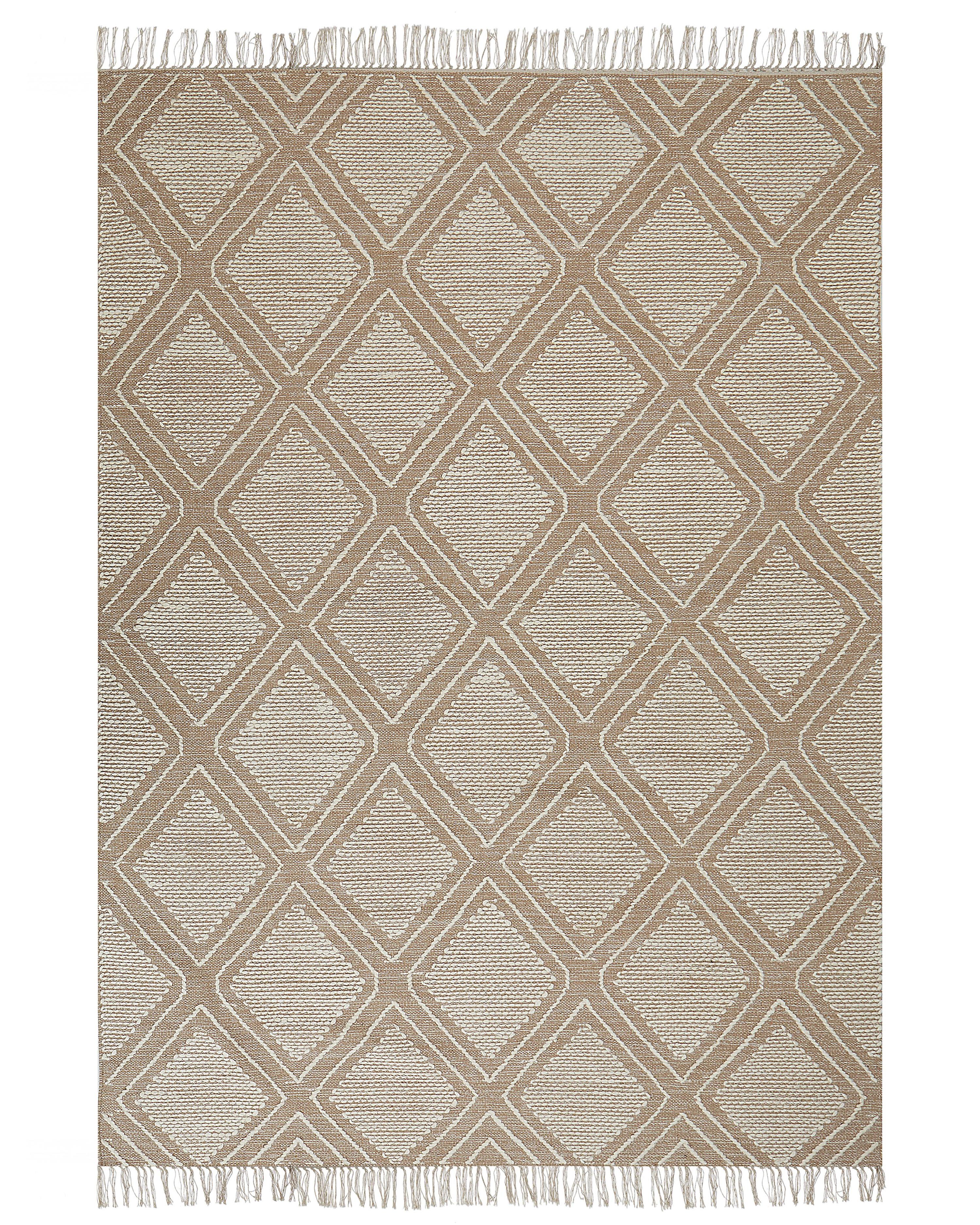 Vloerkleed KACEM Beige 160 x 230 cm Katoen
