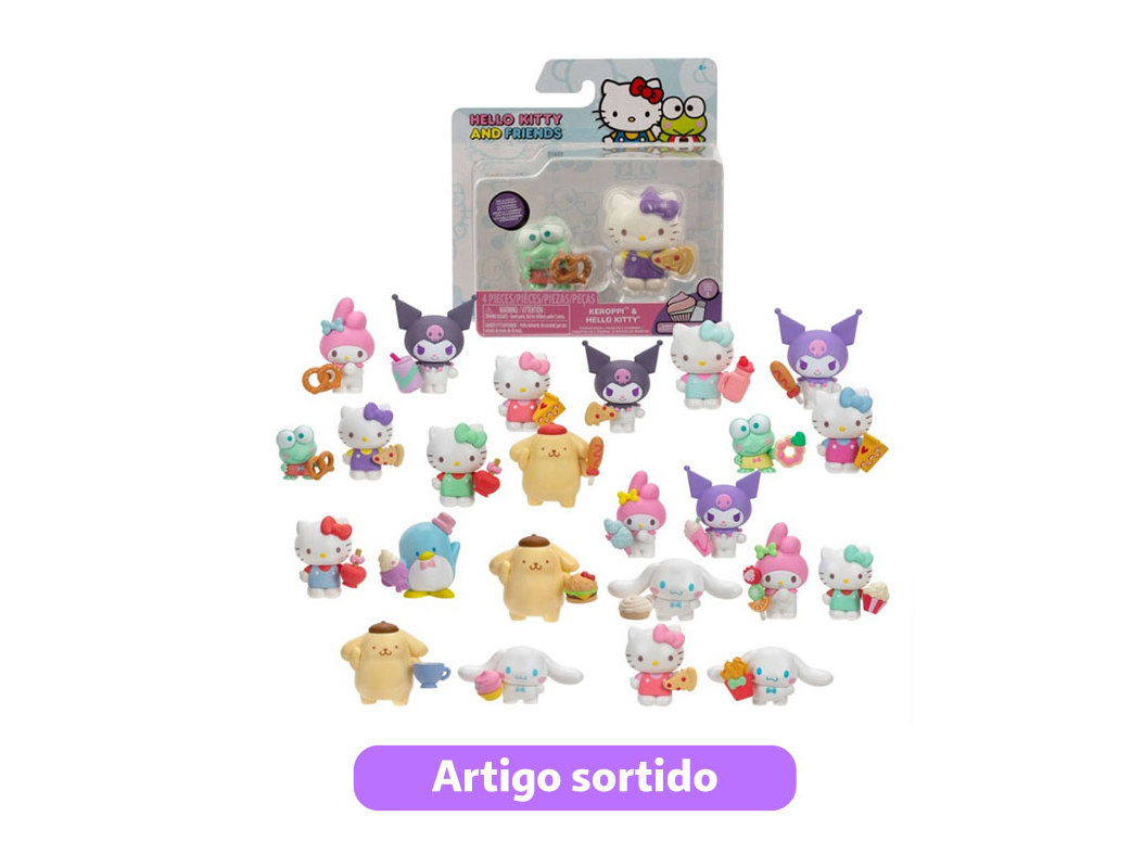 BONECA HELLO KITTY PACK 2 5CM MODELOS SORTIDOS