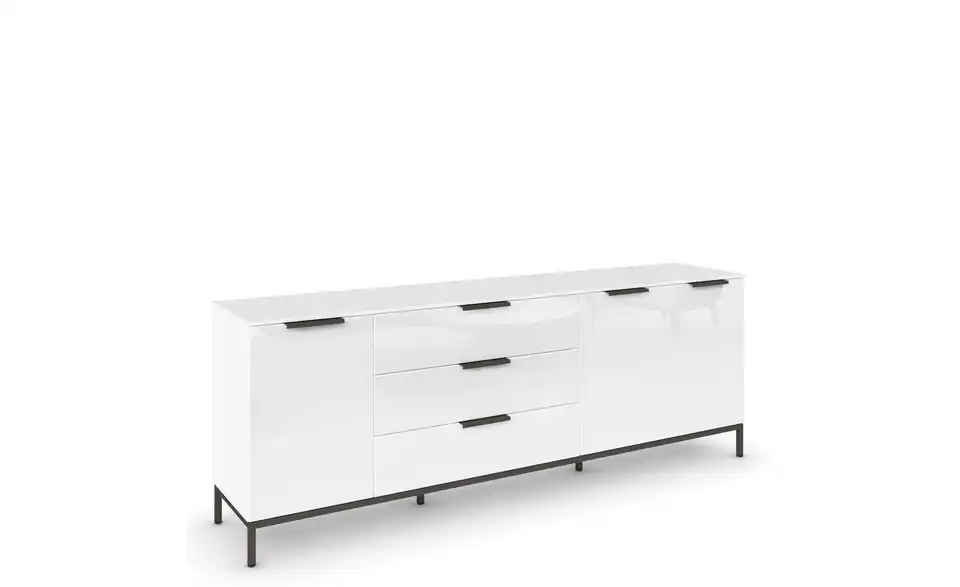 Sideboard Weiß Weiß Front: Glas, Oberboden: Dekor Graphit