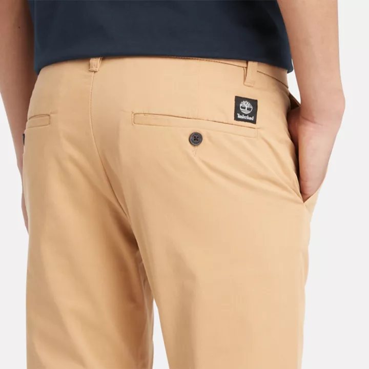 Pantalon chino en sergé extensible pour homme en jaune clair