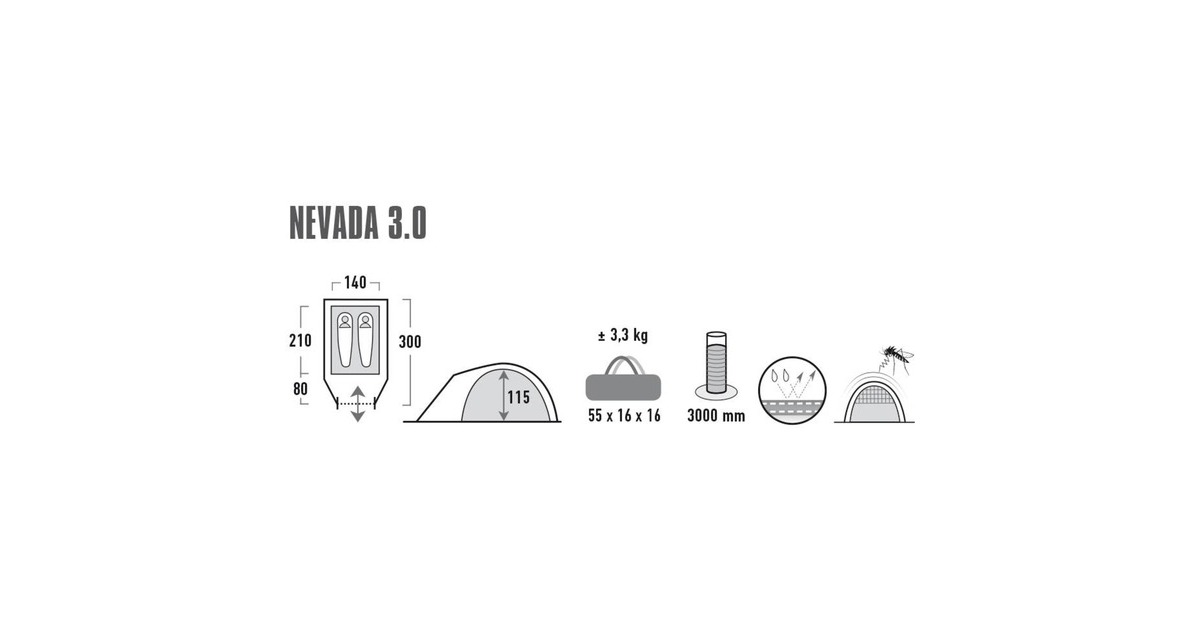High PeakNevada 3.0 tent  (Grijs/neongroen)