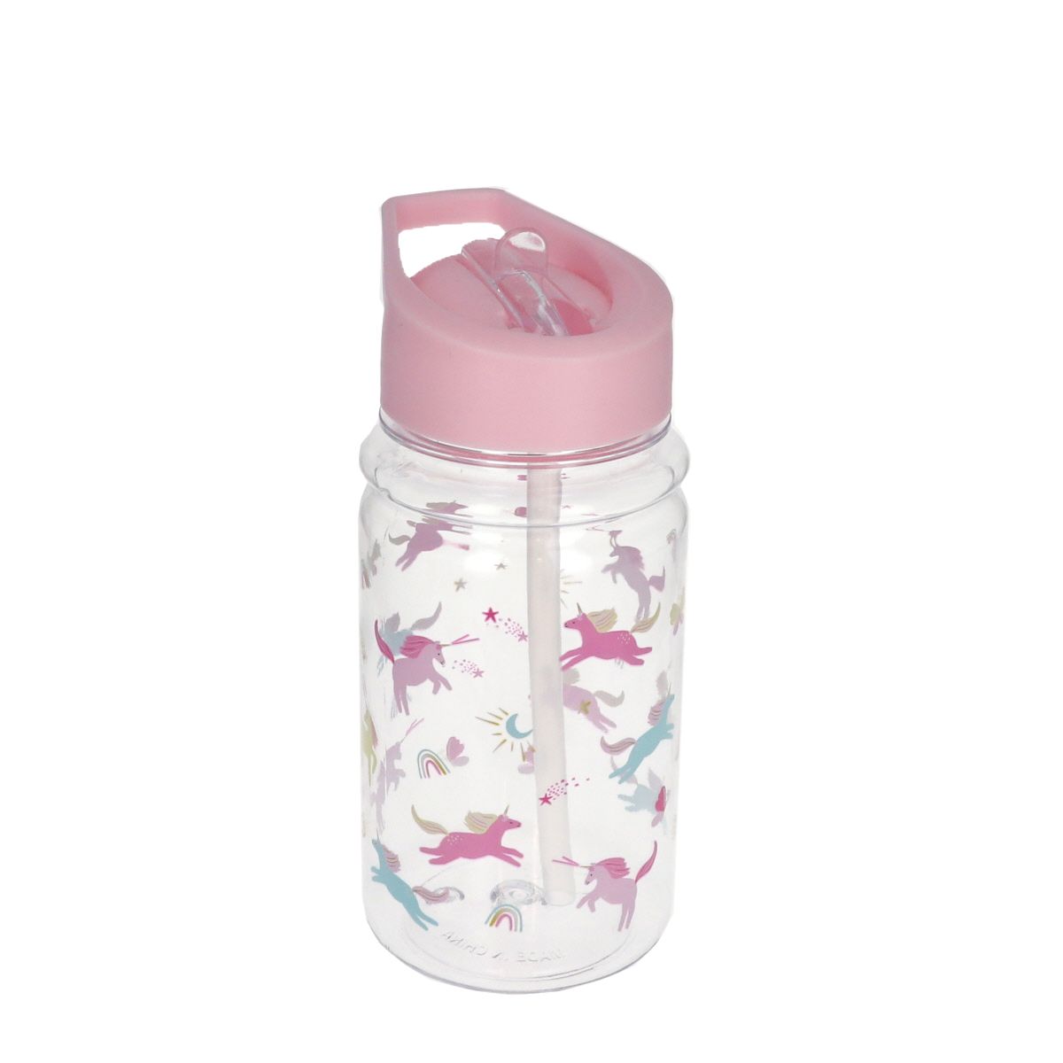 Gourde rose motif licornes Pause goûter