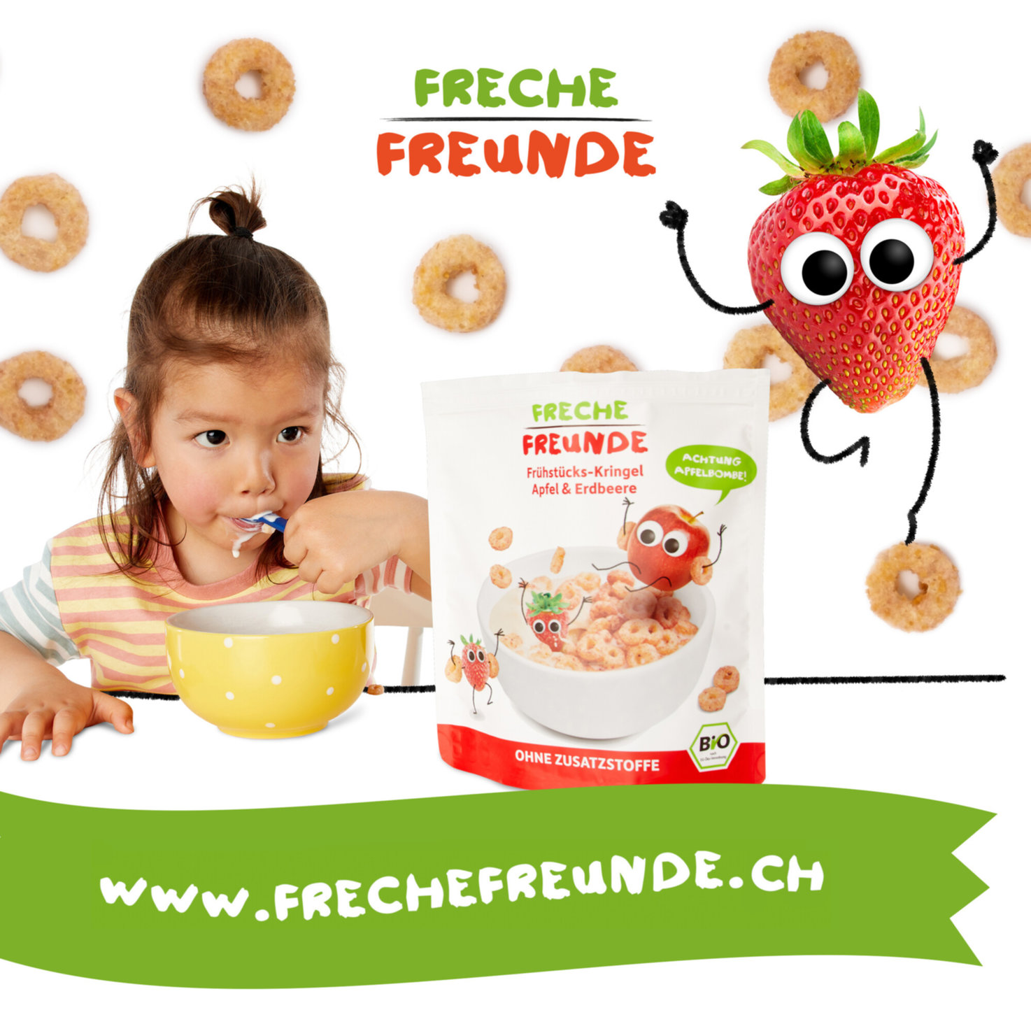 Freche Freunde Bio Frühstücks-Kringel Apfel & Erdbeere 12+ Monate