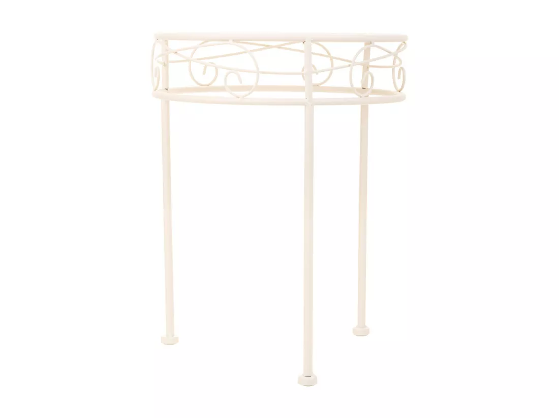 Lot de 3 cache-pots en fer forgé blanc 30x30x38h-25x25x33h-20x20x28h cm